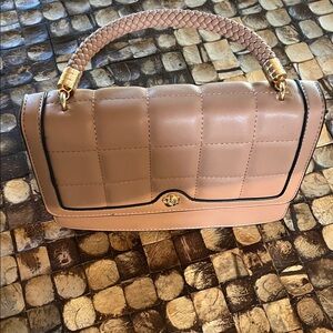 Kayla Ava Quilted Braided-Handle Shoulder Bag in Dusty Pink